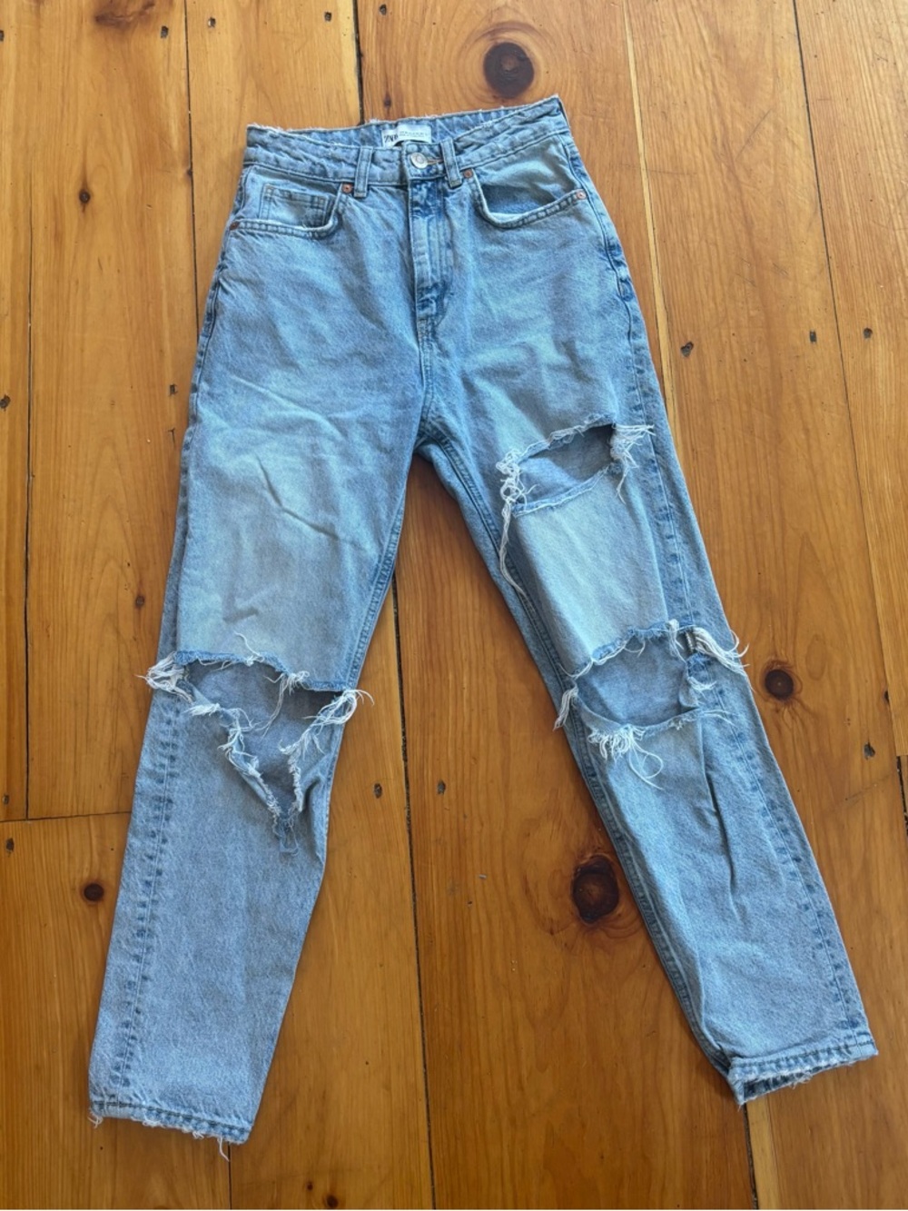 ZARA Distressed High Rise Mom Jeans Size 2 - Picture 10 of 11